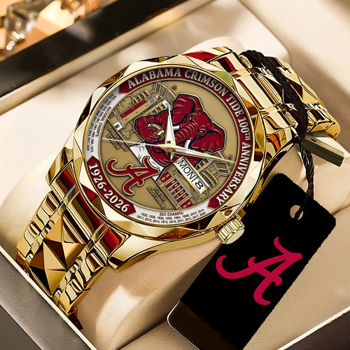 Alabama Crimson Tide Football 100th Anniversary 2026 Alloy Luxury Quartz Watch – TANTN21312