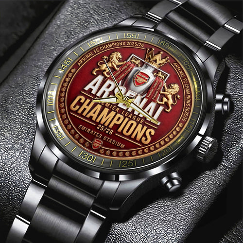 Arsenal FC Premier League Champions 25/26 Black Stainless Steel Watch – TMTHU6431
