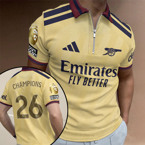 Arsenal FC Premier League Champions 25/26 Zip Polo Shirt – TANTN24711