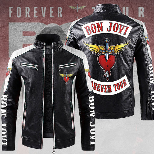 Bon Jovi 2D Leather Fleece Jacket – TANTN17979