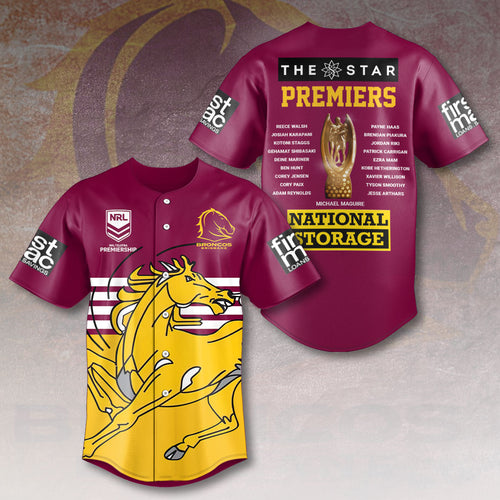 Brisbane Broncos 2025 NRL Premiers Baseball Jersey – HOATT14056