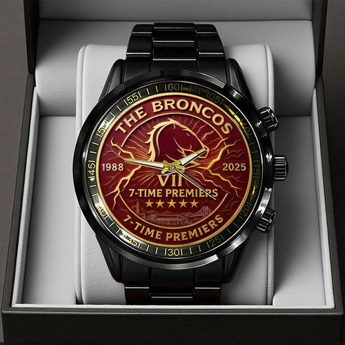 Brisbane Broncos 2025 Premiership Black Stainless Steel Watch – TANTN17613