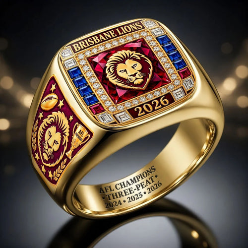 Brisbane Lions 2026 AFL Premiers 3D Engraved Ring – HOATT21327