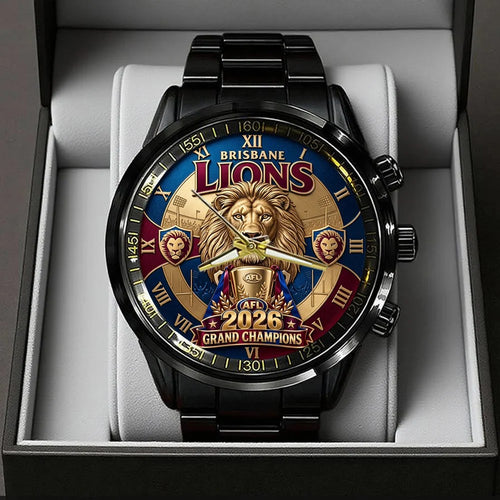 Brisbane Lions Threepeat Premiers Black Stainless Steel Watch – TMTHU9739