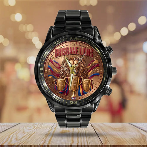 Brisbane Lions Threepeat Premiers Black Stainless Steel Watch – TMTHU9754