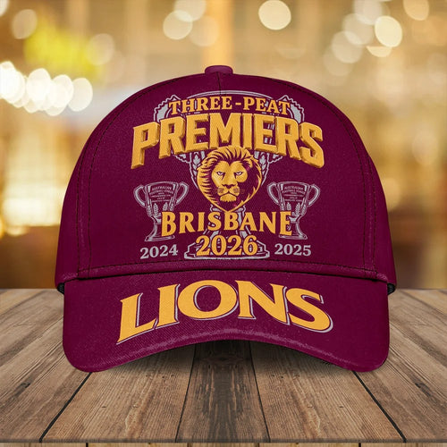 Brisbane Lions Threepeat Premiers Classic Cap – TMTHU9639