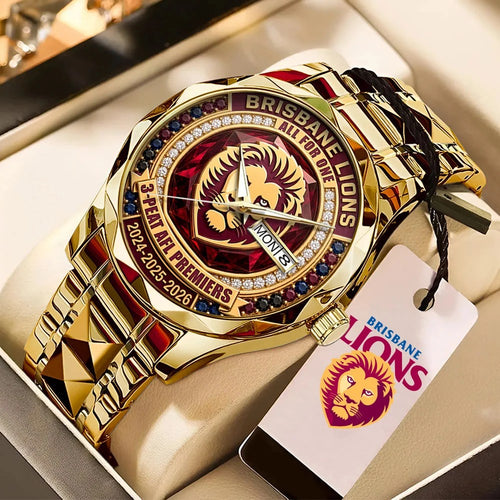 Brisbane Lions 2026 AFL Premiers Alloy Luxury Quartz Watch – MAITM15509