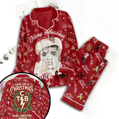 Elvis Presley Satin Pajama Set with Piping – TMTHU9110