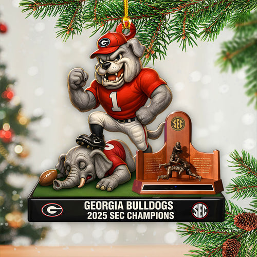 Georgia Bulldogs Football 2025 SEC Champions Custom Shape 2-sided Acrylic Ornament – HOATT15019