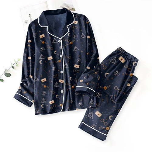 Harry Potter Satin Pajama Set with Piping – TMTHU8974