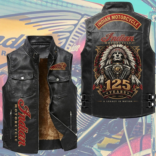 Indian Motorcycle 125th Anniversary Premium 2D Sleeveless Leather Vest – TMTHU10027
