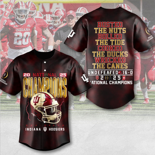 Indiana Hoosiers Football 2025 National Champions Baseball Jersey – MAITM14574