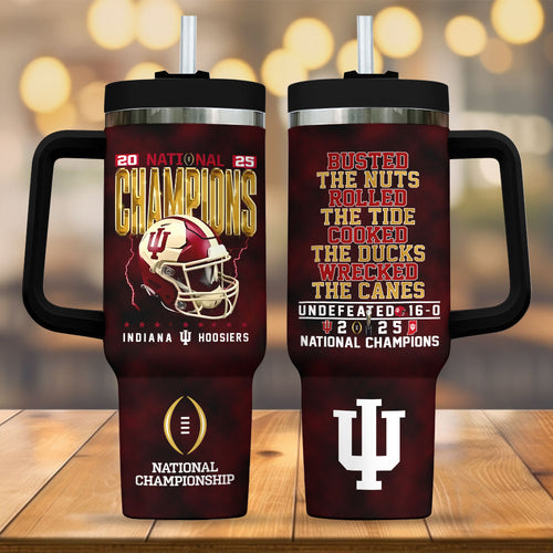 Indiana Hoosiers Football 2025 National Champions 40oz Tumbler – MAITM14633