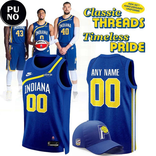 Indiana Pacers ABA 2026 Classic Threads Timeless Pride Personalized Basketball Jersey