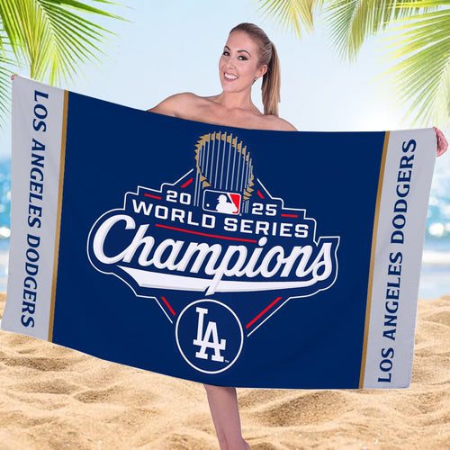 Los Angeles Dodgers 2025 World Series Champions Rectangle Beach Towel – MAITM13644