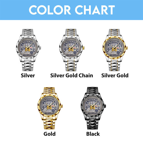 Michigan Wolverines 2026 Men's Basketball National Champions Alloy Luxury Quartz Watch – TANTN22352