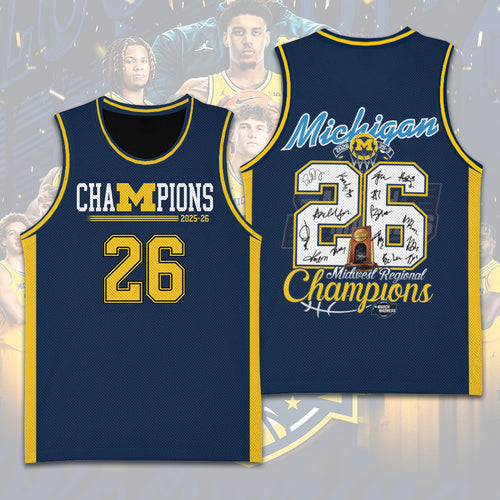 Michigan Wolverines 2026 Men's Basketball National Champions Basketball Jersey – TANTN22154