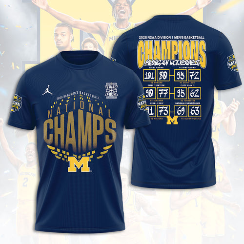 Michigan Wolverines 2026 NCAA Men's Basketball National Champions 3D Apparel – HOATT17174