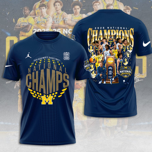 Michigan Wolverines 2026 NCAA Men's Basketball National Champions 3D Apparel – TMTHU4954