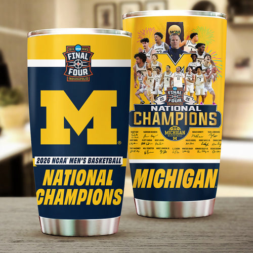 Michigan Wolverines 2026 NCAA Men's Basketball National Champs Tumbler Cup – TMTHU5156