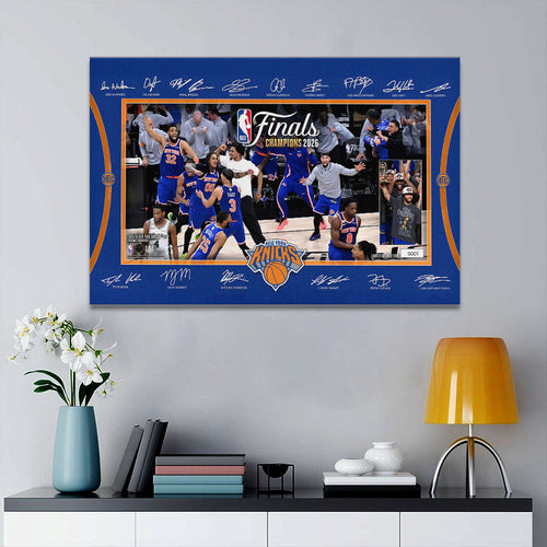 New York Knicks 2026 NBA Finals Champions Rectangle Canvas With Inner Frame – HOATT18771
