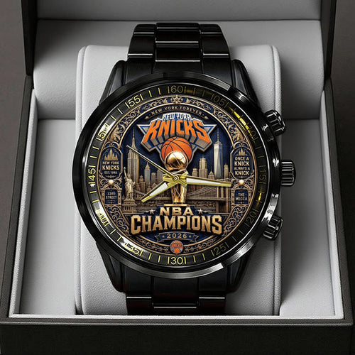 New York Knicks NBA Finals Champions 2026 Black Stainless Steel Watch – TANTN24141