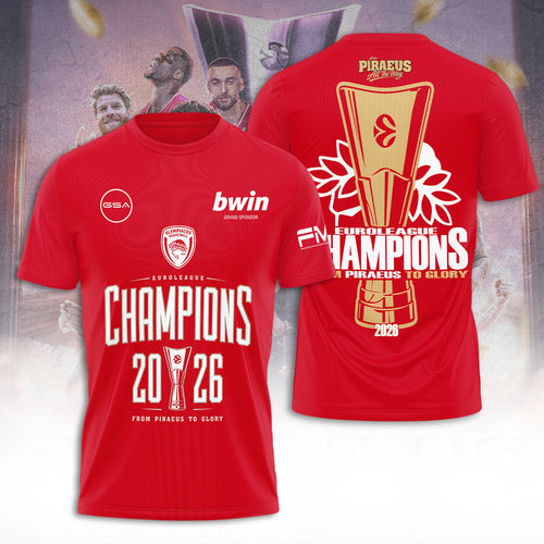 Olympiacos B.C. 2026 EuroLeague Champions 3D Apparel – TANTN23576