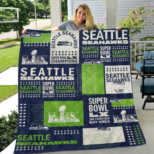 Seattle Seahawks 2025 Super Bowl LX Champions Quilt Blanket – TMTHU3942