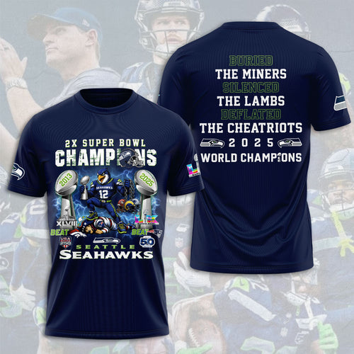 Seattle Seahawks 2025 Super Bowl LX Champions 3D Apparel – TANTN20976