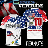 Snoopy Peanuts Salute To Service Thank You Veterans Shirt