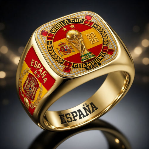 Spain National Team 2026 FIFA World Cup Champions 3D Engraved Ring – HOATT19594