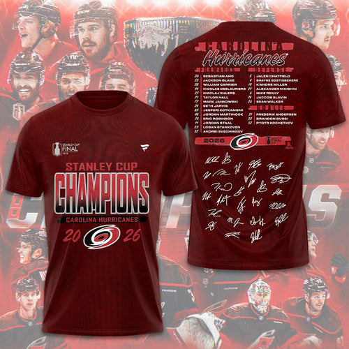 Carolina Hurricanes 2026 Stanley Cup Champions 3D Apparel – TMTHU6912