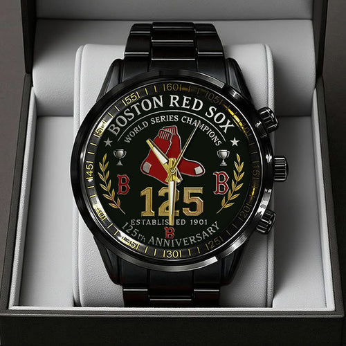 Boston Red Sox 125th Anniversary 2026 Black Stainless Steel Watch – TANTN16070