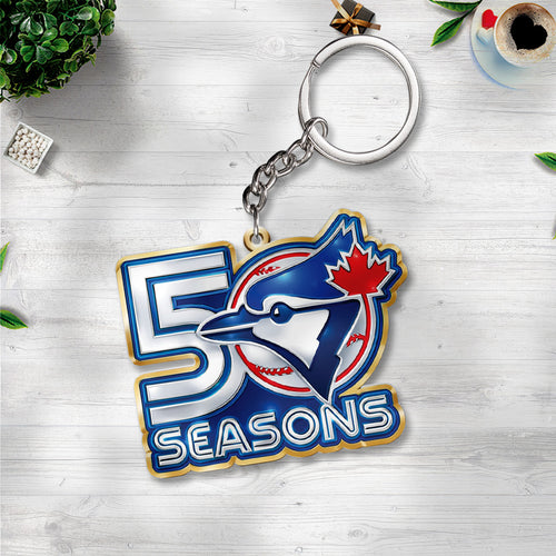 Toronto Blue Jays 50th Anniversary Custom Shape 2-sided Keychain – TANTN20491