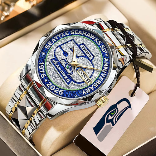 Seattle Seahawks 50th Anniversary Alloy Luxury Quartz Watch – TMTHU3086