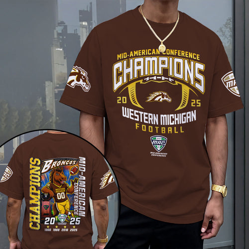 Western Michigan Broncos 2025 MAC Football Champions 3D Apparel β MAITM14079