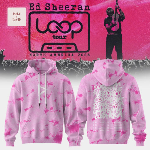 Ed Sheeran Loop Tour 2026 Pink Tie-Dye Pullover Hoodie