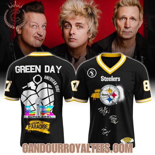 Pittsburgh Steelers x Green Day Welcome to Paradise 2026 Super Bowl Football Jersey