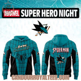 San Jose Sharks Marvel Super Hero Night with Spiderman Hoodie
