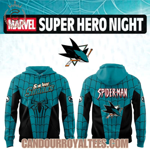 San Jose Sharks Marvel Super Hero Night with Spiderman Hoodie