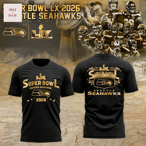 Seattle Seahawks Champions Super Bowl LX 2026 3D T-Shirt - Black