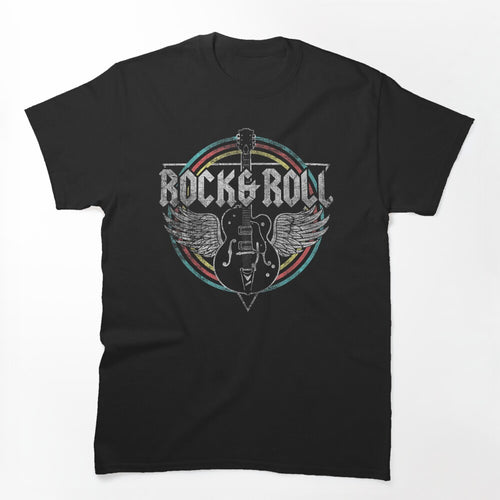 Rock & Roll Retro Bikers For Guitar Wings Music Men Women Shirt