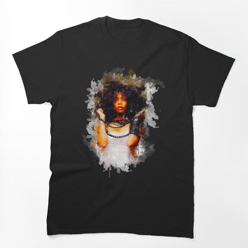 Erykah Badu Watercolor Ink Painting Shirt
