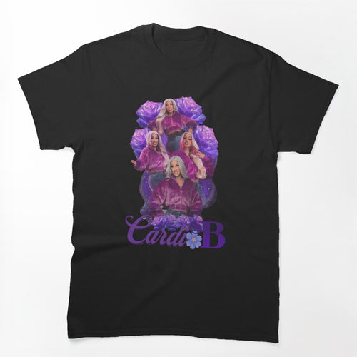 Vintage Style Hip Hop Queen Purple Rose Graphic Cardi B Shirt