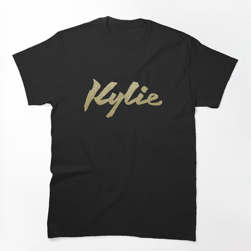 Disco-era Kylie Signature Gold Glitter On White Shirt