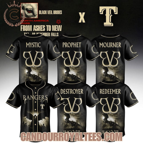 Texas Rangers x Black Veil Brides From Ashes To New Tour 2026 Baseball Jersey