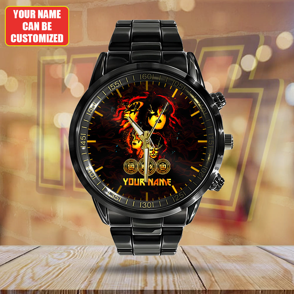 Personalized KISS Black Stainless Steel Watch – HUANNM 4876
