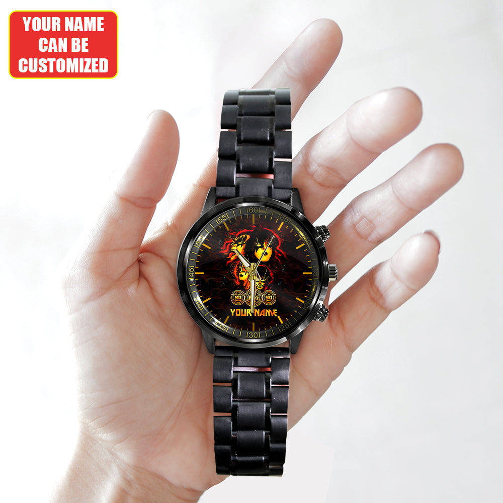 Personalized KISS Black Stainless Steel Watch – HUANNM 4876