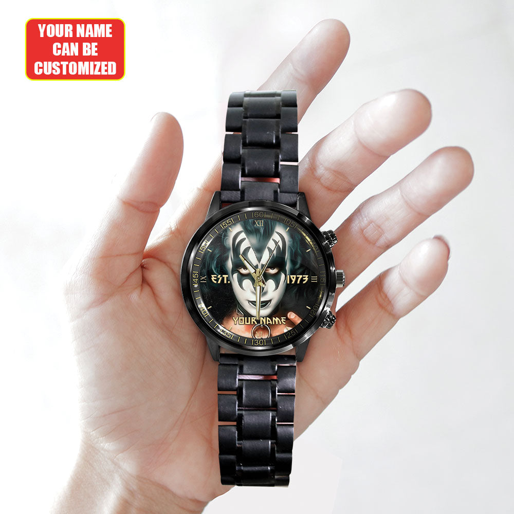 Personalized KISS Black Stainless Steel Watch – HUANNM 4878