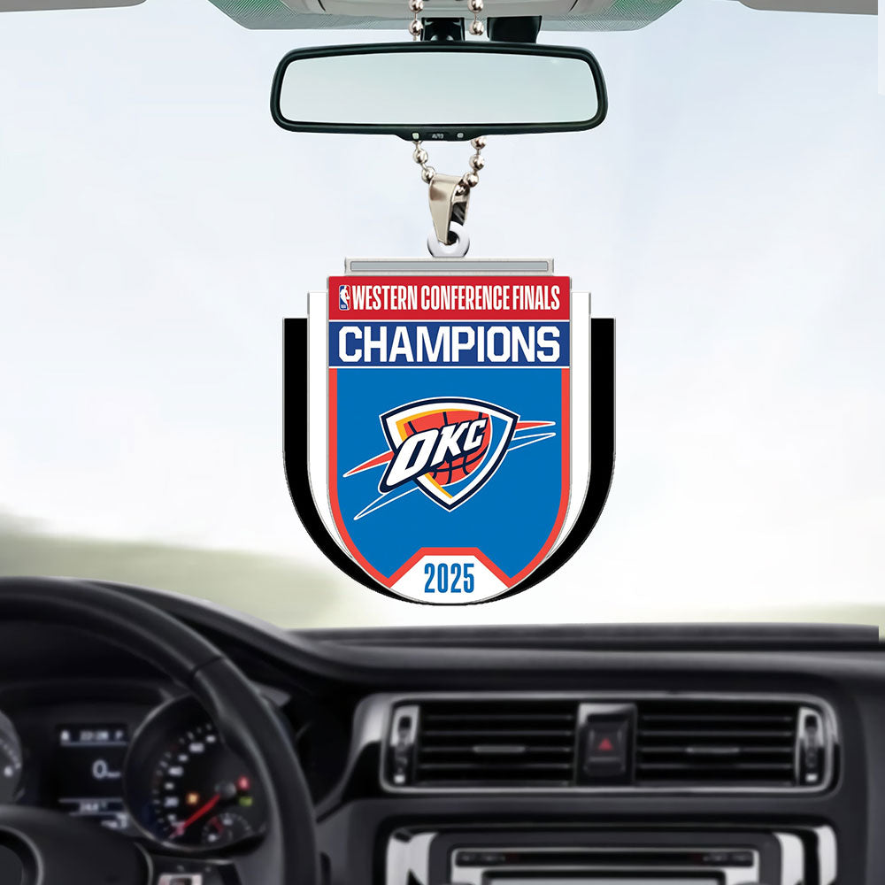 Oklahoma City Thunder 2025 NBA Champions Custom Shape 2-sided Acrylic Car Ornament – MAITM 11308